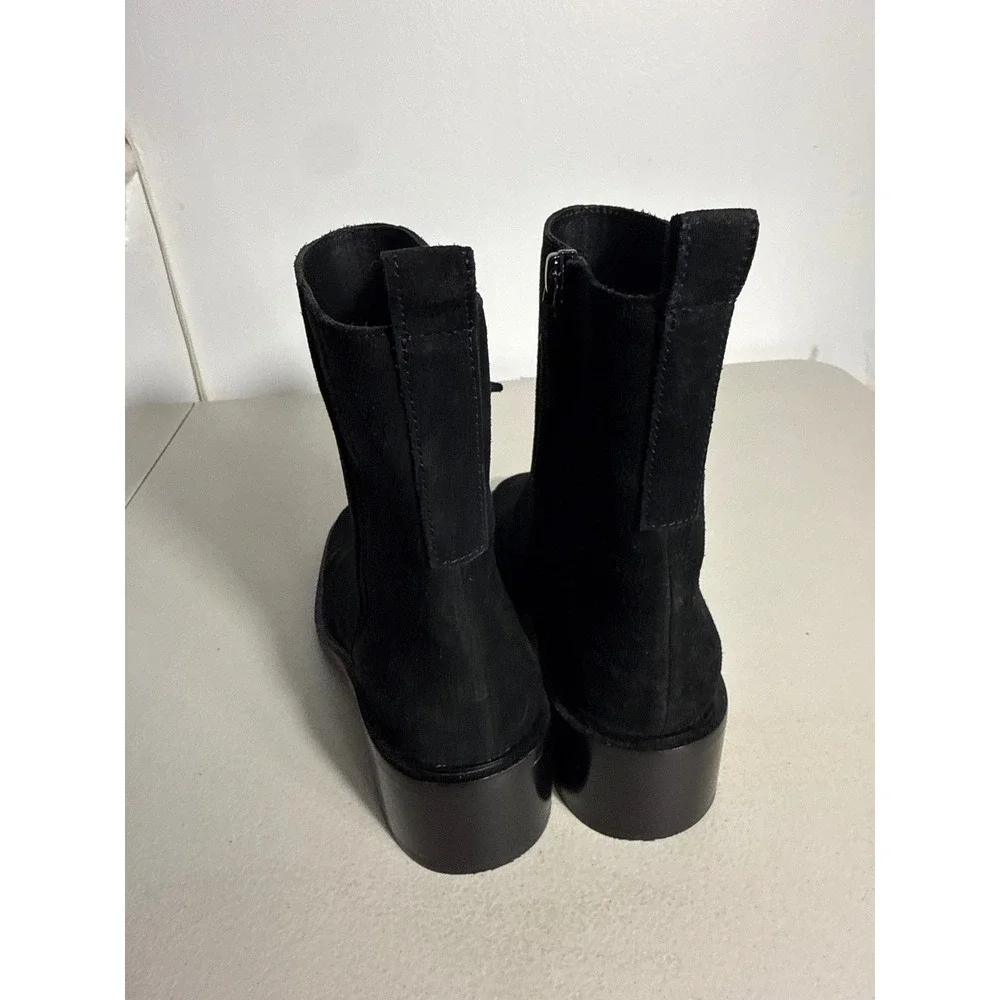 Everlane Womens Glove Boot Black Suede Square Toe Block Heel Ankle Boots Size 7M
